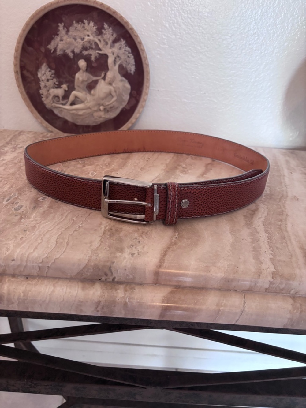 Men's Brown Leather Dress Belt - Classic Casual